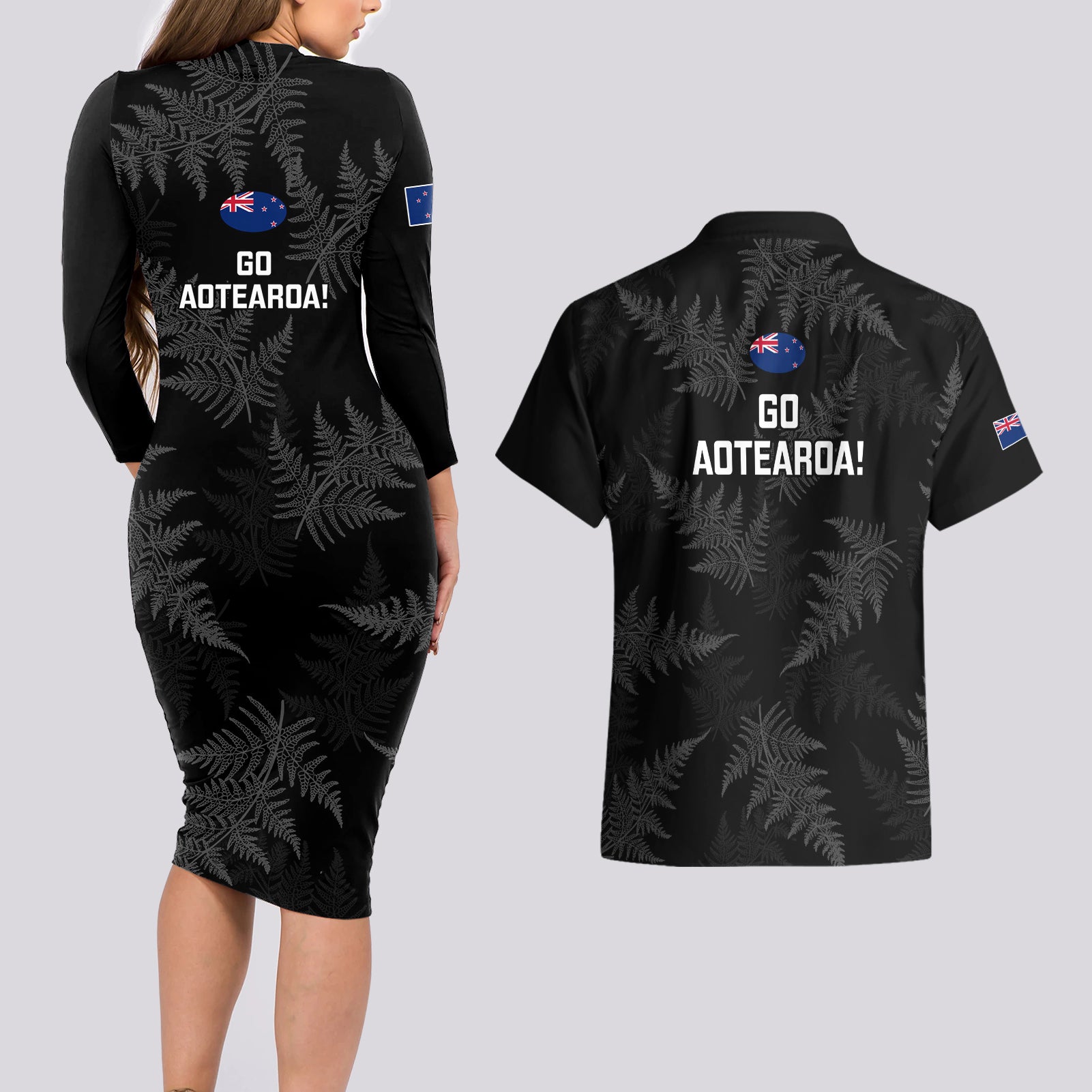 new-zealand-silver-fern-rugby-couples-matching-long-sleeve-bodycon-dress-and-hawaiian-shirt-2023-go-aotearoa-champions-world-cup