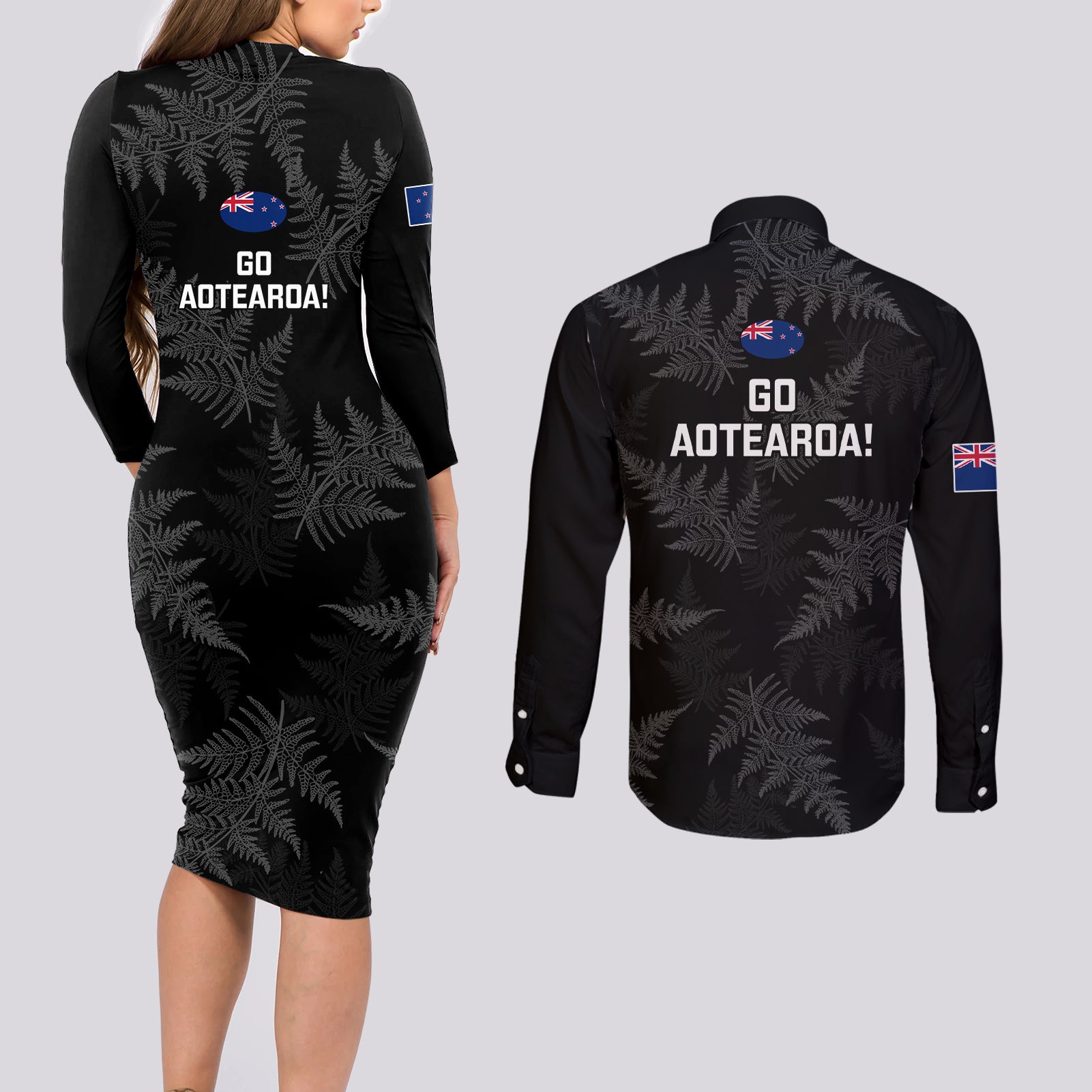 new-zealand-silver-fern-rugby-couples-matching-long-sleeve-bodycon-dress-and-long-sleeve-button-shirts-2023-go-aotearoa-champions-world-cup