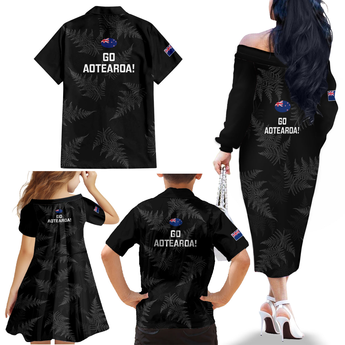 new-zealand-silver-fern-rugby-family-matching-off-shoulder-long-sleeve-dress-and-hawaiian-shirt-2023-go-aotearoa-champions-world-cup
