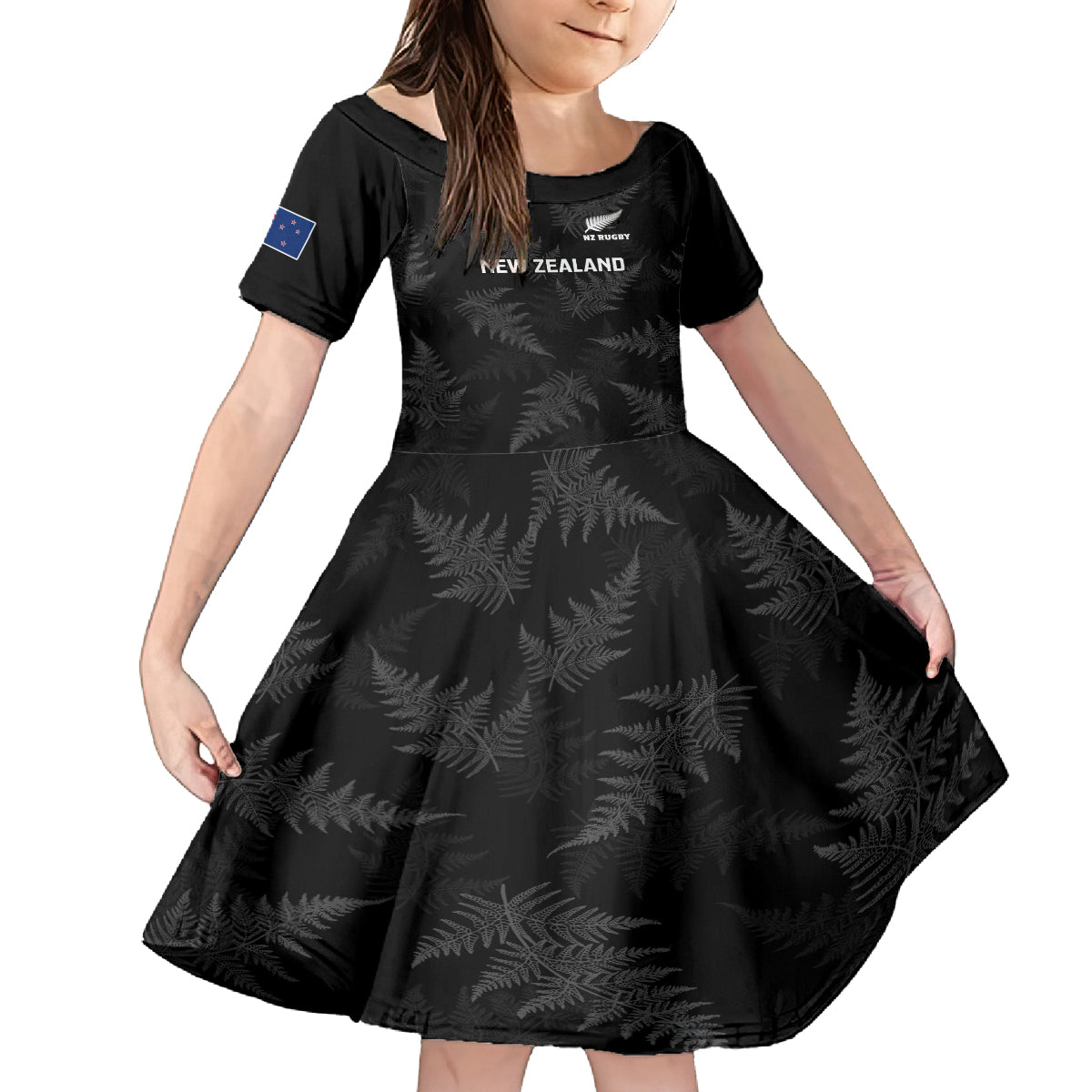 new-zealand-silver-fern-rugby-family-matching-off-shoulder-short-dress-and-hawaiian-shirt-2023-go-aotearoa-champions-world-cup