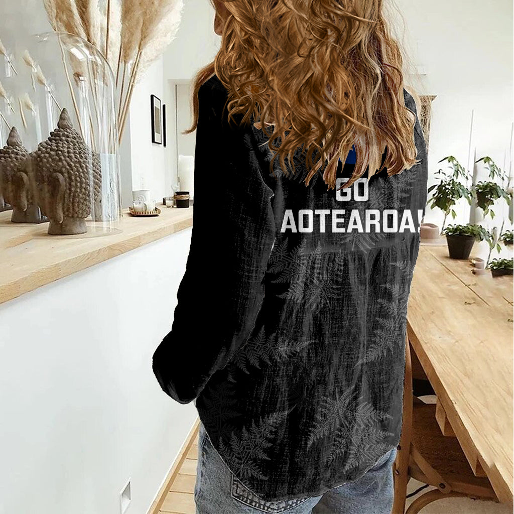 New Zealand Silver Fern Rugby Women Casual Shirt 2023 Go Aotearoa Champions World Cup - Vibe Hoodie Shop