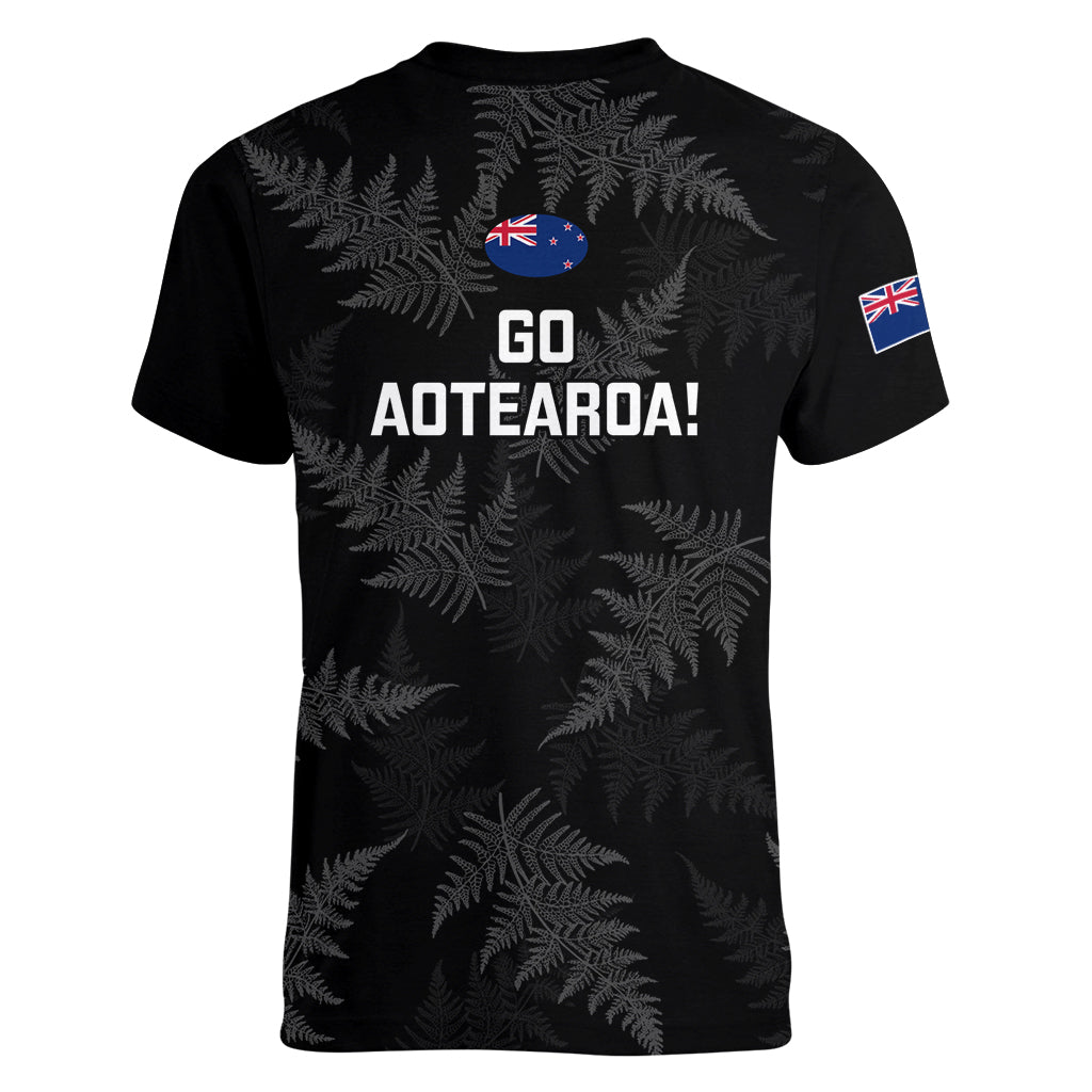 New Zealand Silver Fern Rugby Women V Neck T Shirt 2023 Go Aotearoa Champions World Cup - Vibe Hoodie Shop