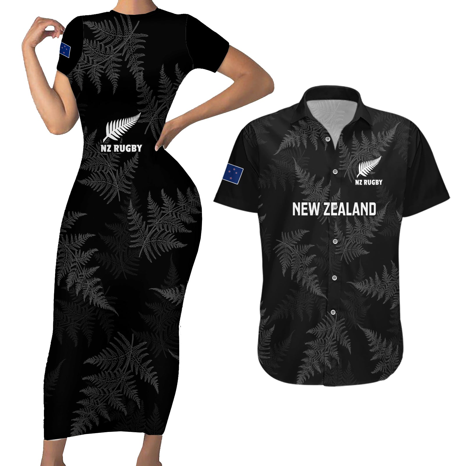 custom-new-zealand-silver-fern-rugby-couples-matching-short-sleeve-bodycon-dress-and-hawaiian-shirt-2023-go-aotearoa-champions-world-cup