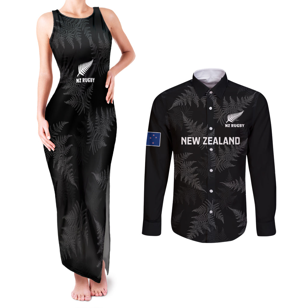 custom-new-zealand-silver-fern-rugby-couples-matching-tank-maxi-dress-and-long-sleeve-button-shirts-2023-go-aotearoa-champions-world-cup