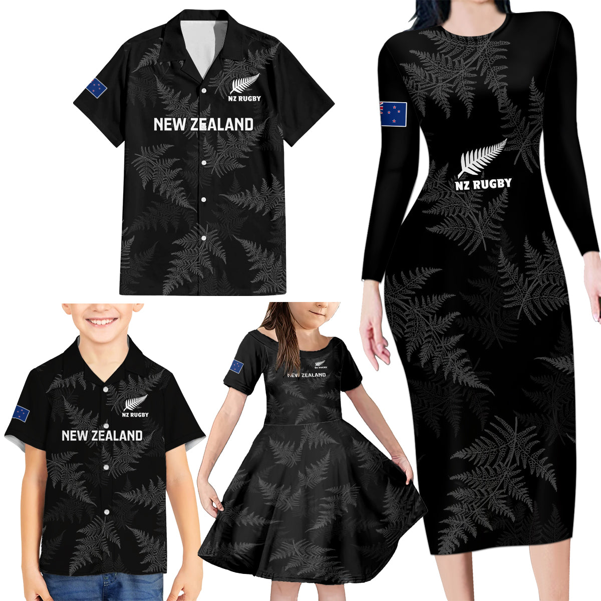 custom-new-zealand-silver-fern-rugby-family-matching-long-sleeve-bodycon-dress-and-hawaiian-shirt-2023-go-aotearoa-champions-world-cup