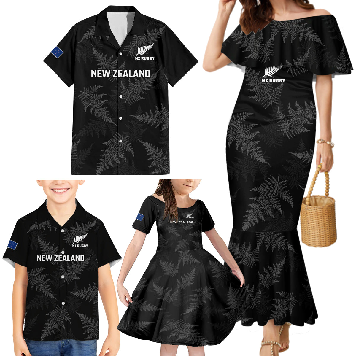 custom-new-zealand-silver-fern-rugby-family-matching-mermaid-dress-and-hawaiian-shirt-2023-go-aotearoa-champions-world-cup