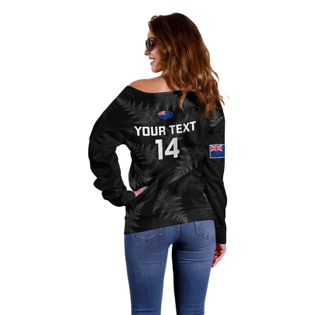 Custom New Zealand Silver Fern Rugby Off Shoulder Sweater 2023 Go Aotearoa Champions World Cup - Vibe Hoodie Shop