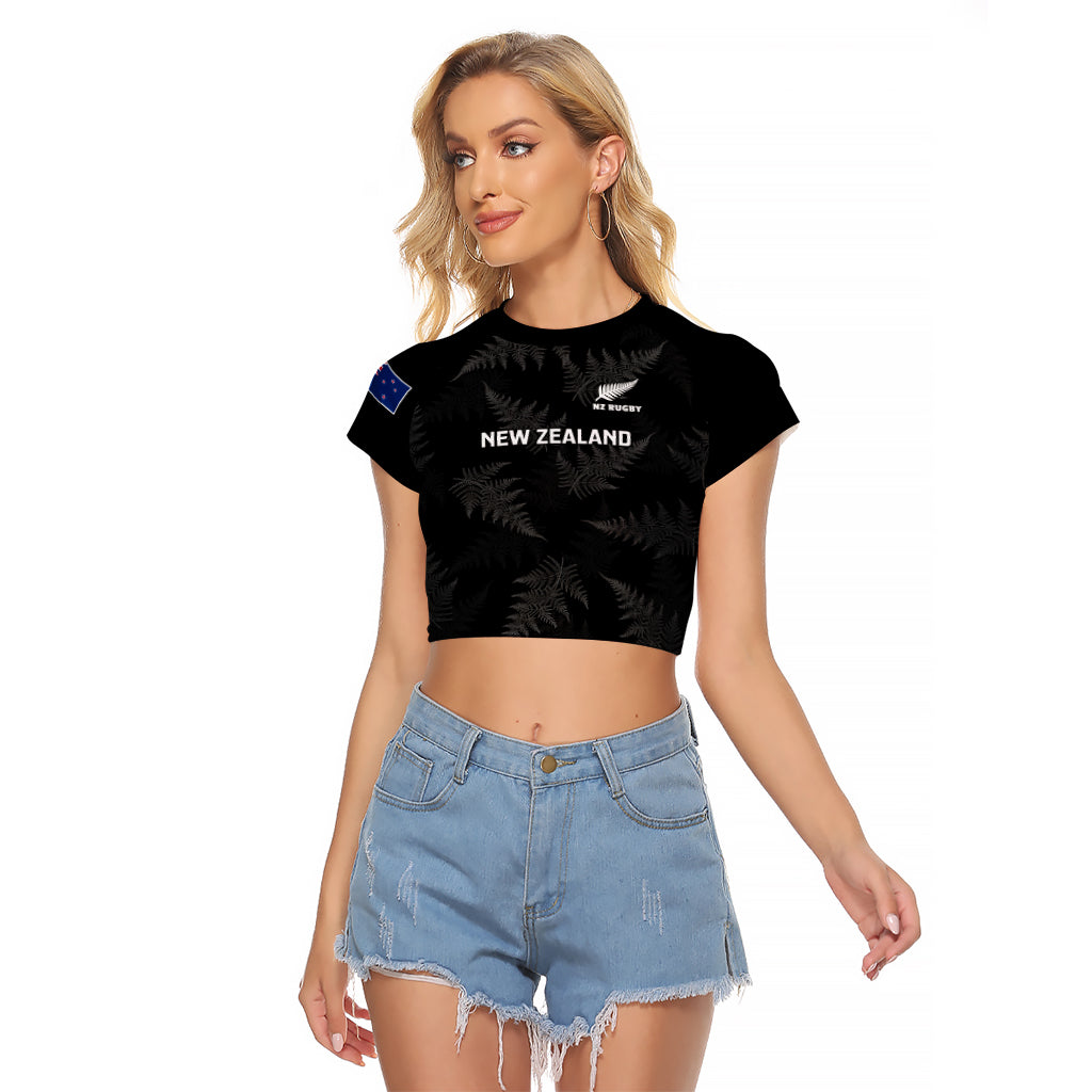 Custom New Zealand Silver Fern Rugby Raglan Cropped T Shirt 2023 Go Aotearoa Champions World Cup - Vibe Hoodie Shop