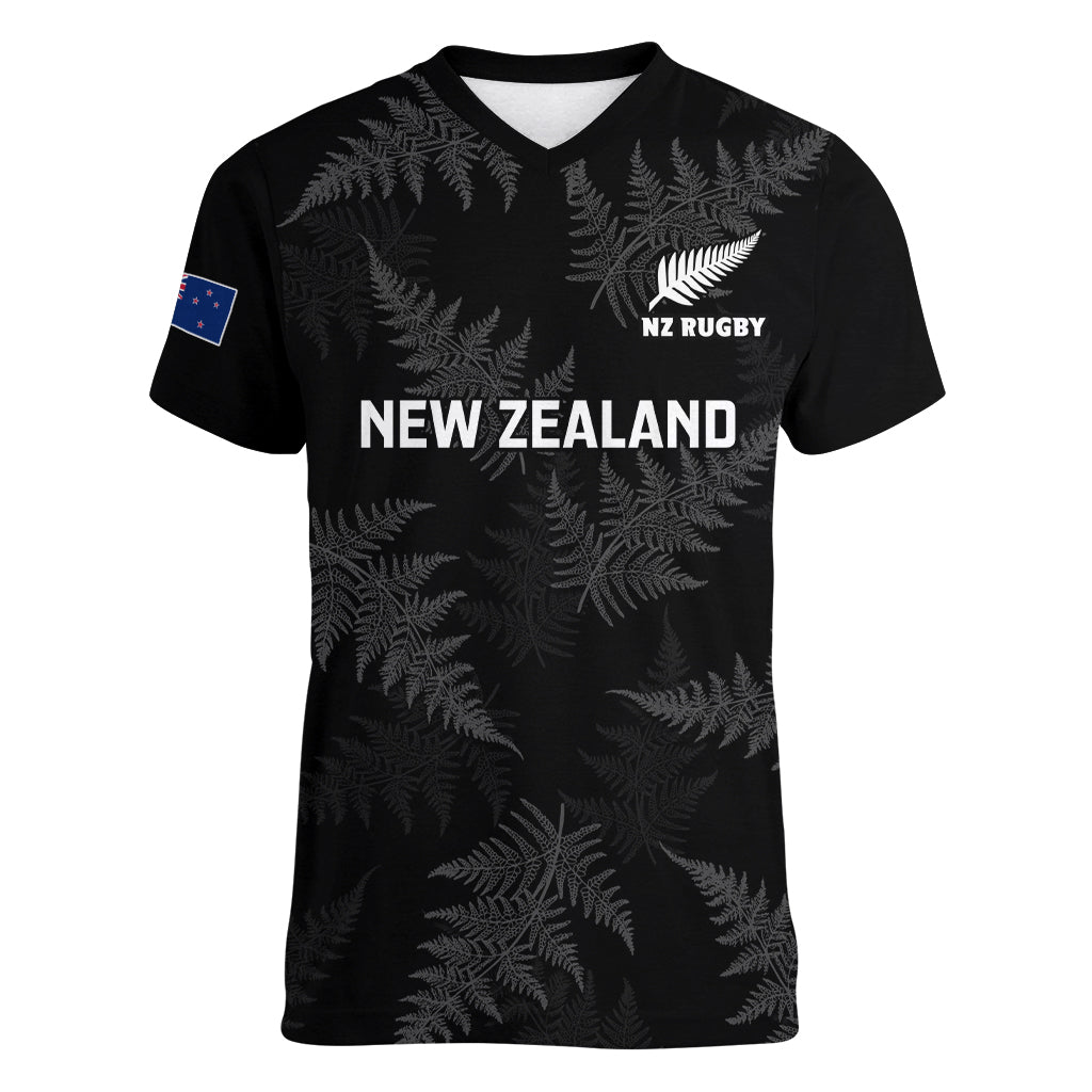 Custom New Zealand Silver Fern Rugby Women V Neck T Shirt 2023 Go Aotearoa Champions World Cup - Vibe Hoodie Shop