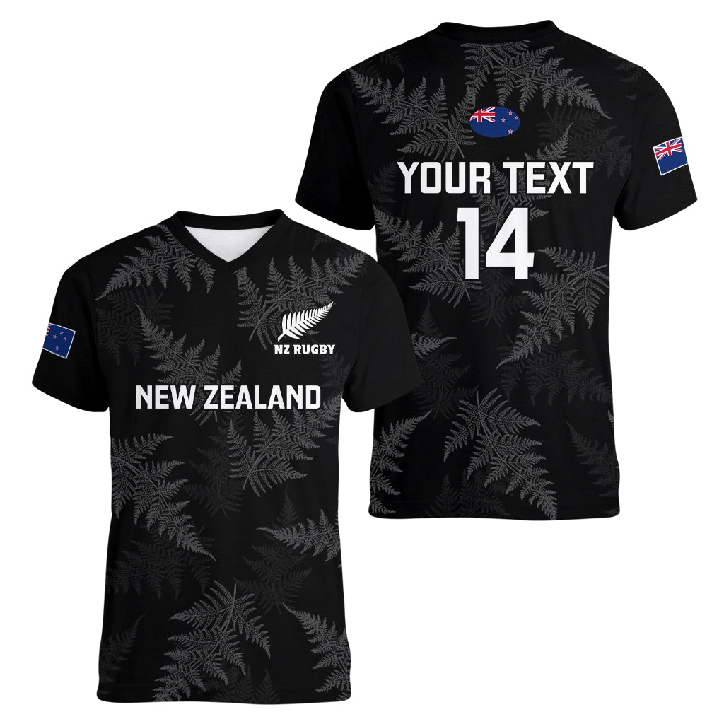 Custom New Zealand Silver Fern Rugby Women V Neck T Shirt 2023 Go Aotearoa Champions World Cup - Vibe Hoodie Shop