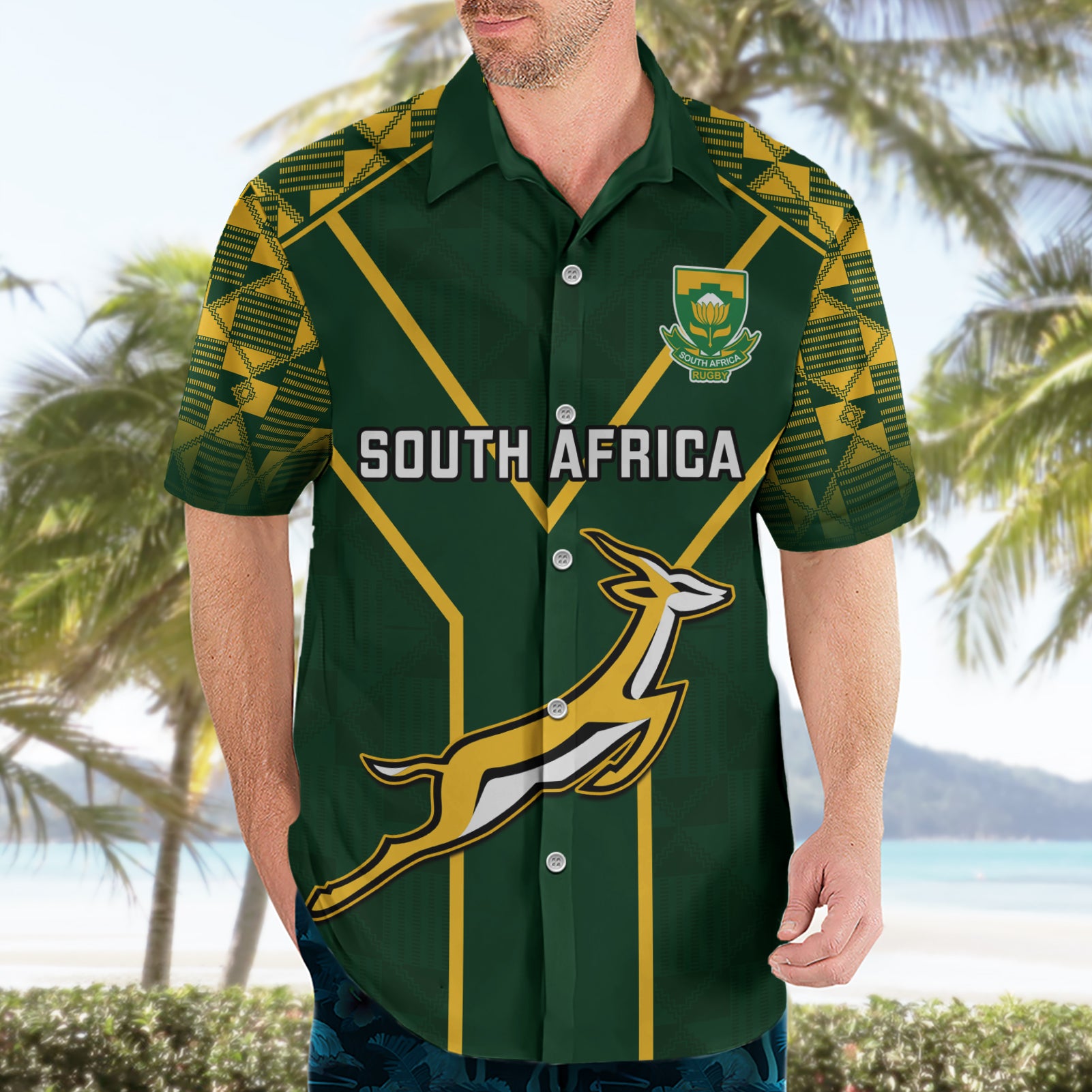 Custom South Africa Rugby Hawaiian Shirt 2023 Go Champions World Cup Springboks - Vibe Hoodie Shop