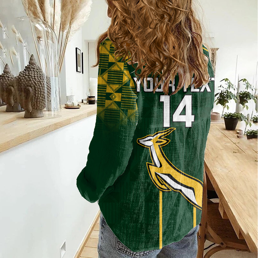 Custom South Africa Rugby Women Casual Shirt 2023 Go Springboks World Cup - Vibe Hoodie Shop