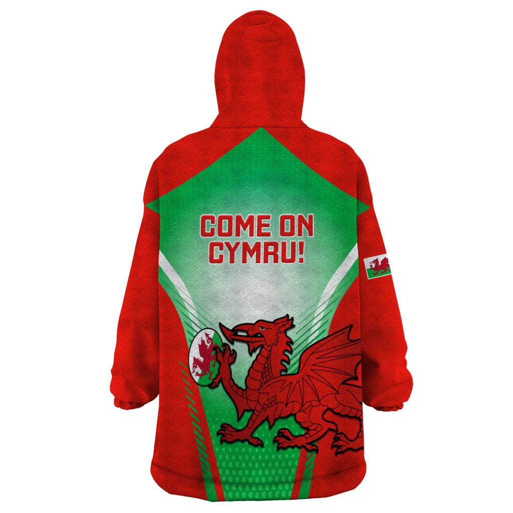 Wales Rugby Wearable Blanket Hoodie 2023 Come On Cymru Champions World Cup - Vibe Hoodie Shop