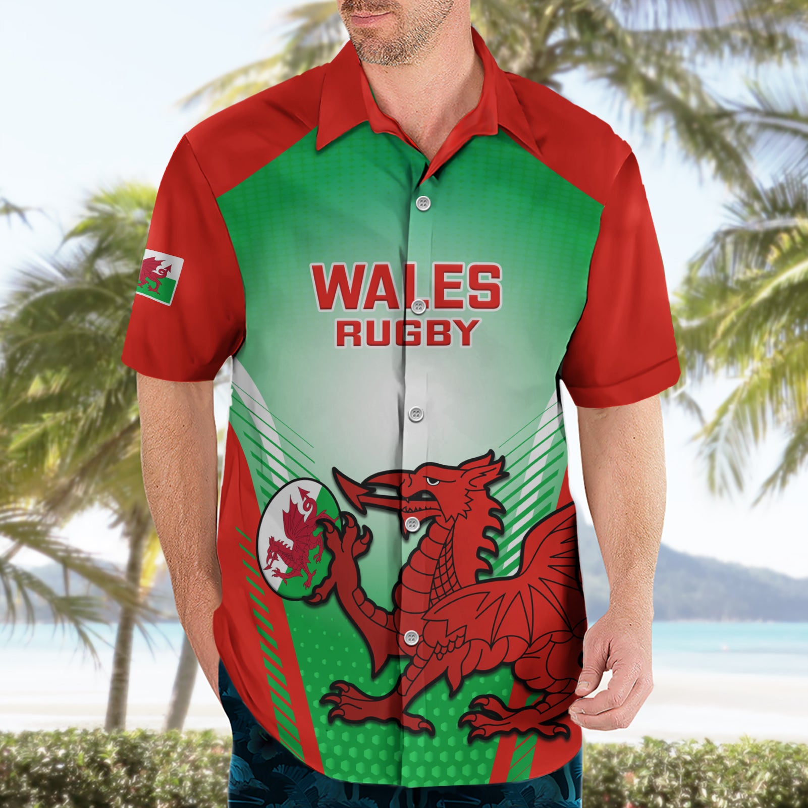 Custom Wales Rugby Hawaiian Shirt 2023 Come On Cymru Champions World Cup - Vibe Hoodie Shop