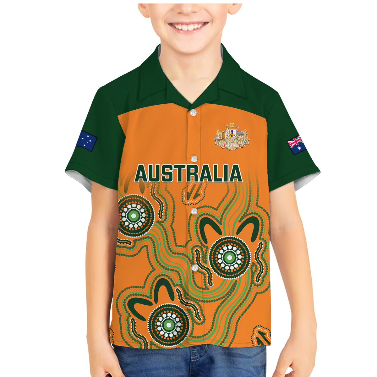 australia-rugby-family-matching-mermaid-dress-and-hawaiian-shirt-wallabies-2023-indigenous-art