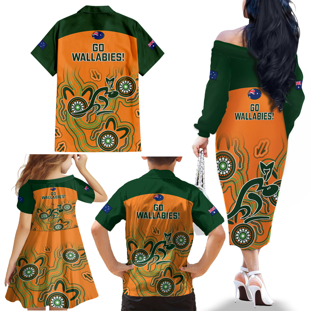 australia-rugby-family-matching-off-shoulder-long-sleeve-dress-and-hawaiian-shirt-wallabies-2023-indigenous-art