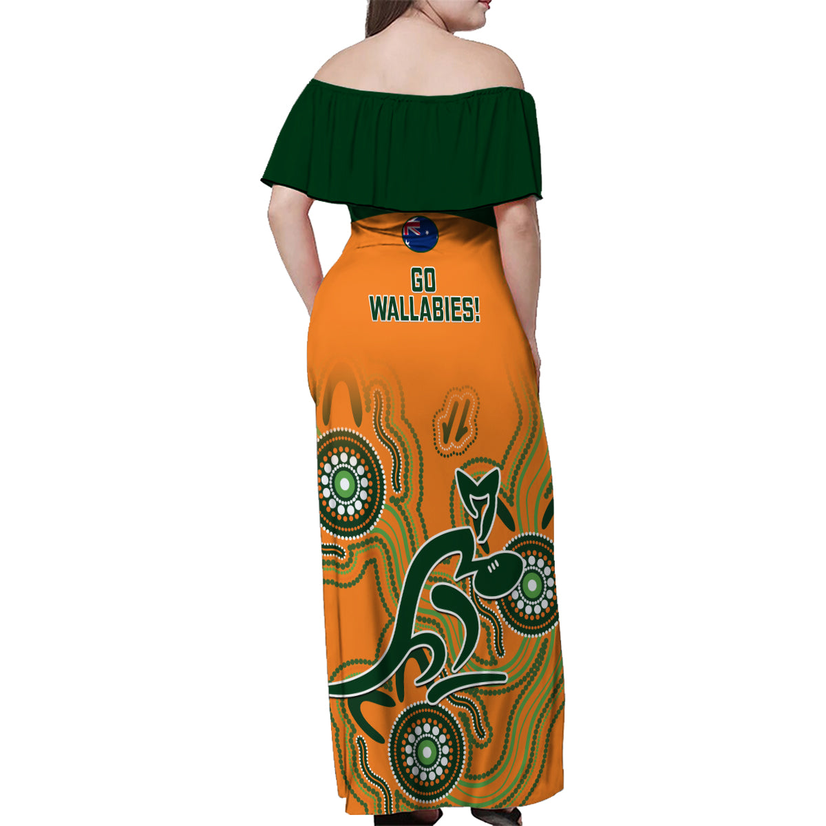 australia-rugby-family-matching-off-shoulder-maxi-dress-and-hawaiian-shirt-wallabies-2023-indigenous-art