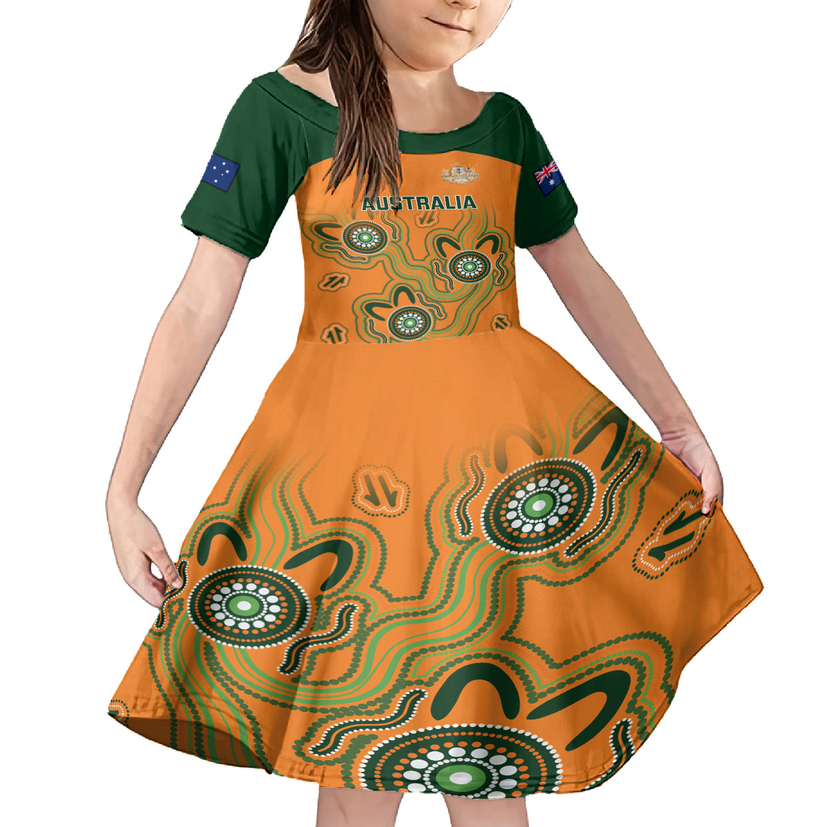 australia-rugby-family-matching-off-shoulder-short-dress-and-hawaiian-shirt-wallabies-2023-indigenous-art