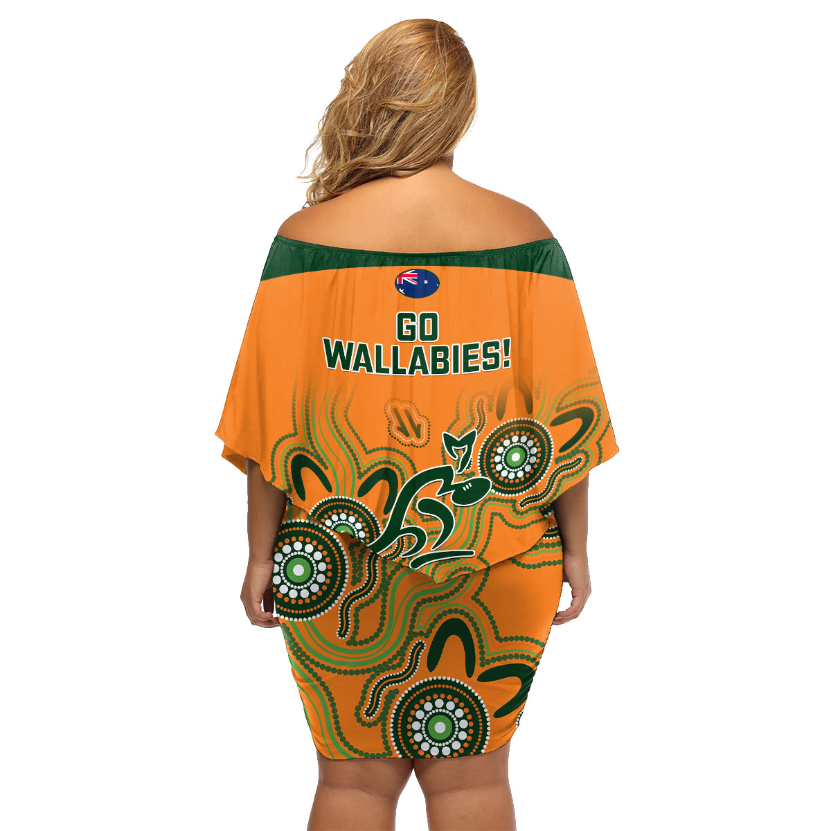 australia-rugby-family-matching-off-shoulder-short-dress-and-hawaiian-shirt-wallabies-2023-indigenous-art