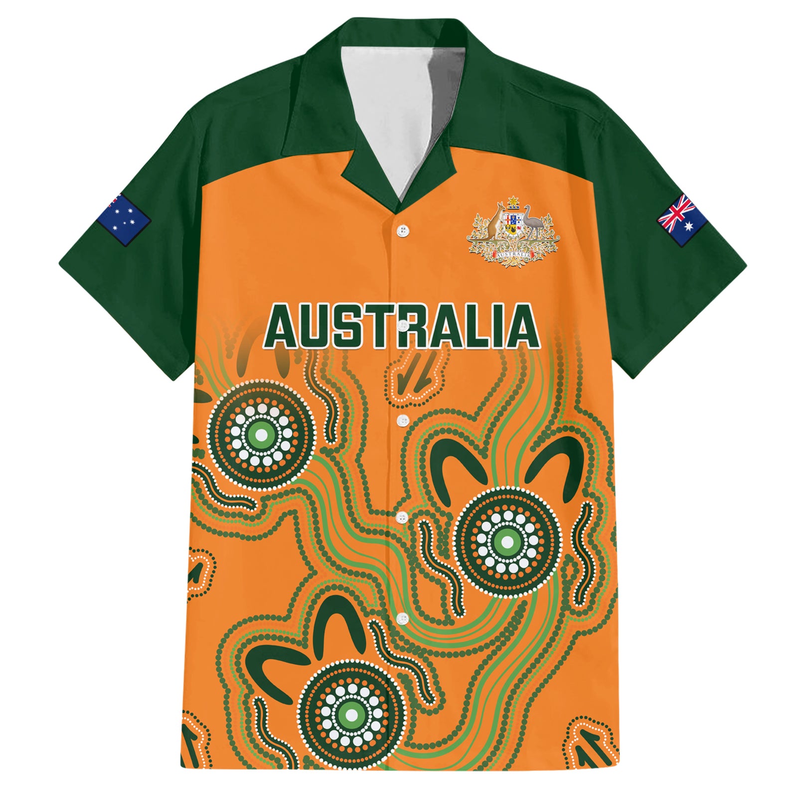 australia-rugby-family-matching-short-sleeve-bodycon-dress-and-hawaiian-shirt-wallabies-2023-indigenous-art