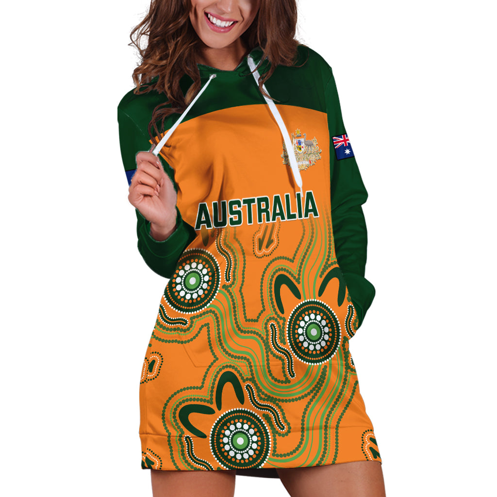 Australia Rugby Hoodie Dress Wallabies 2023 Indigenous Art - Vibe Hoodie Shop