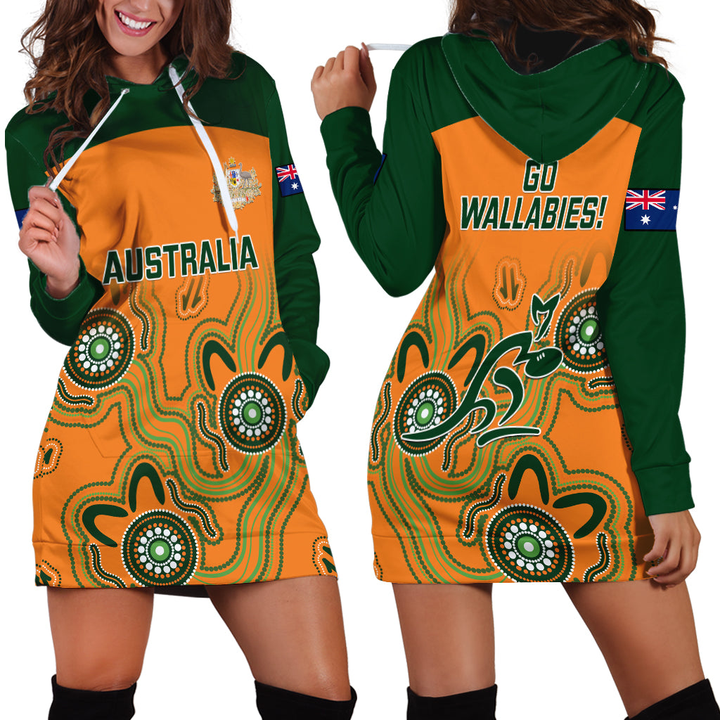 Australia Rugby Hoodie Dress Wallabies 2023 Indigenous Art - Vibe Hoodie Shop