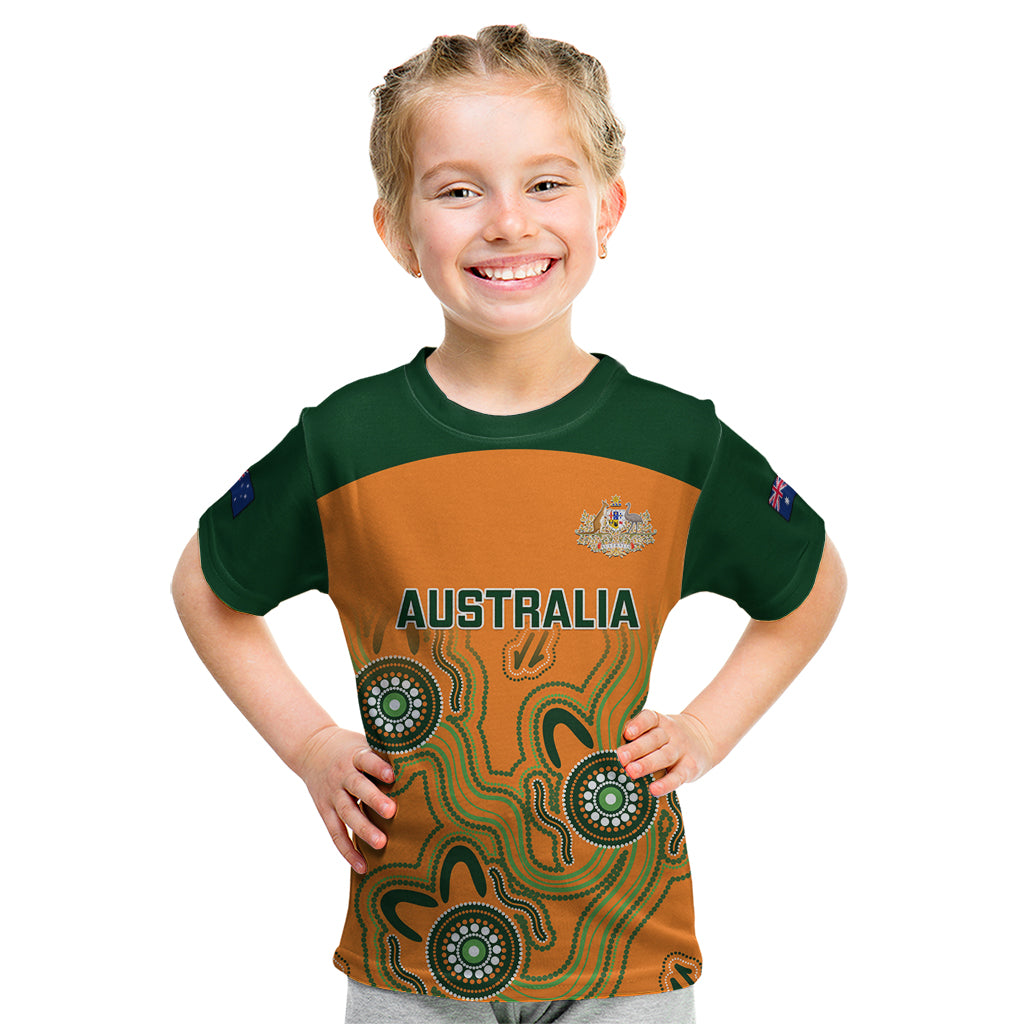 Australia Rugby Kid T Shirt Wallabies 2023 Indigenous Art - Vibe Hoodie Shop