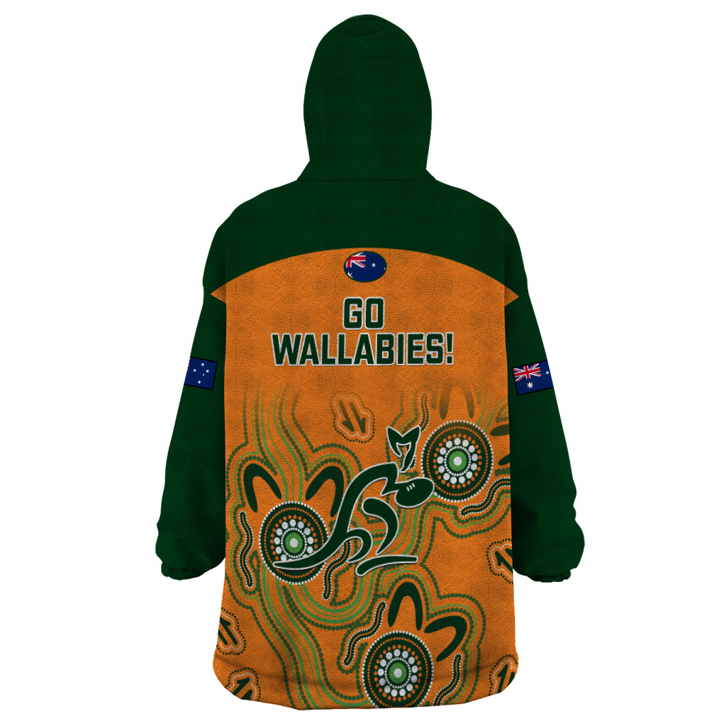 Australia Rugby Wearable Blanket Hoodie Wallabies 2023 Indigenous Art - Vibe Hoodie Shop