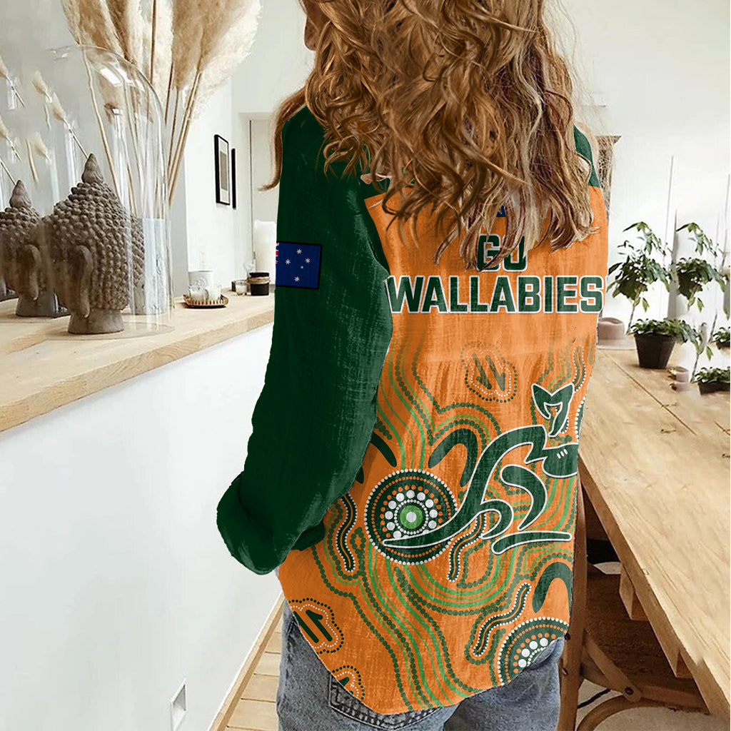 Australia Rugby Women Casual Shirt Wallabies 2023 Indigenous Art - Vibe Hoodie Shop