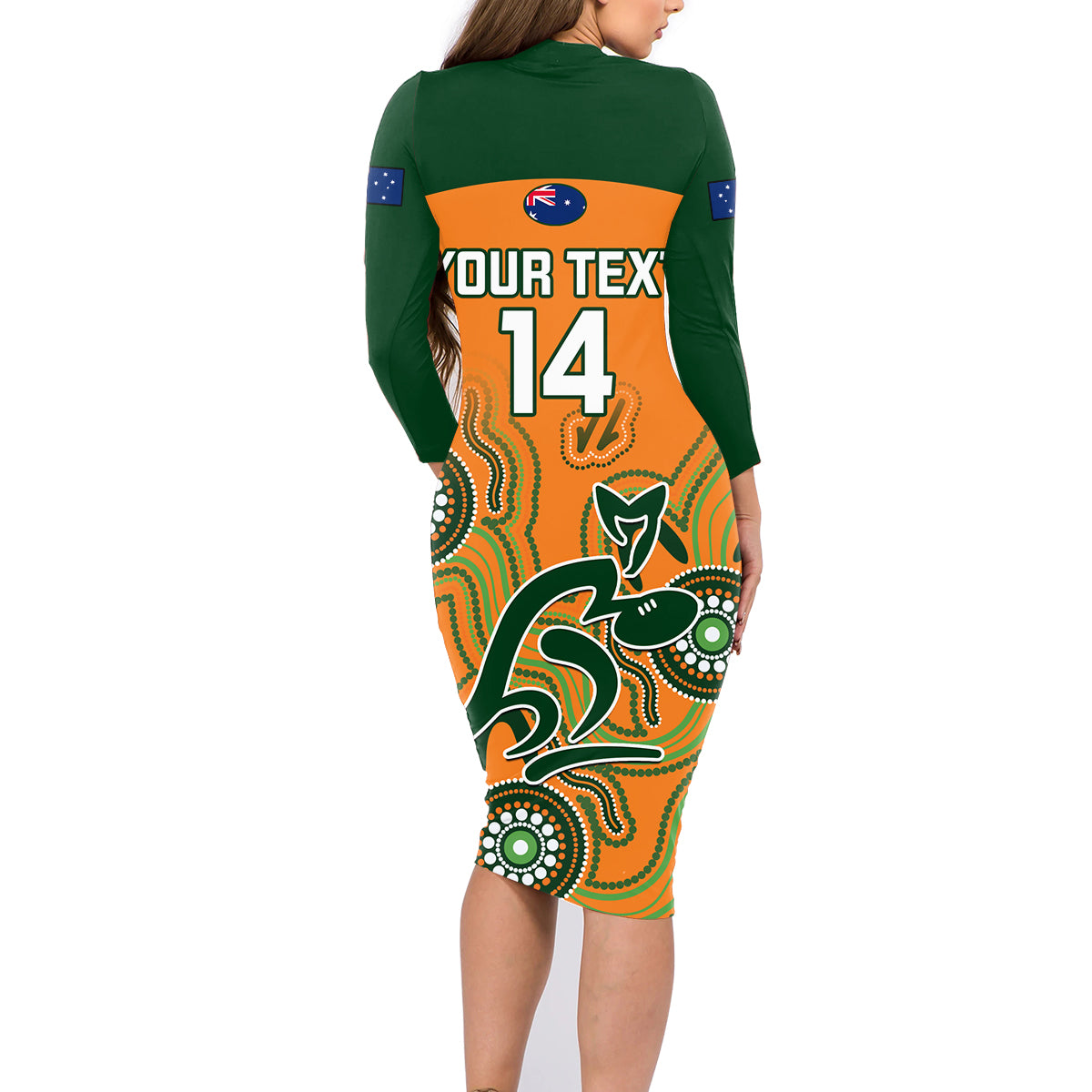 custom-australia-rugby-family-matching-long-sleeve-bodycon-dress-and-hawaiian-shirt-wallabies-2023-indigenous-art