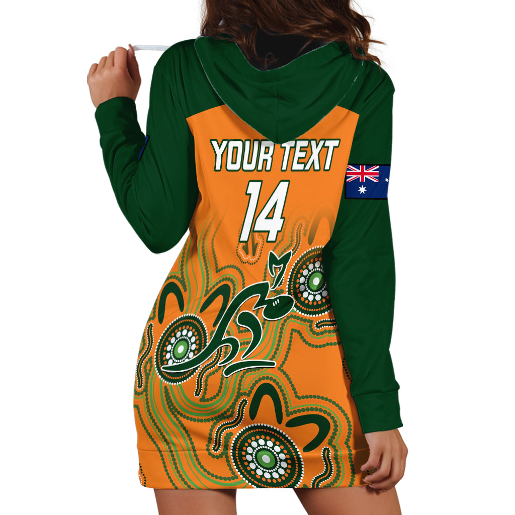 Custom Australia Rugby Hoodie Dress Wallabies 2023 Indigenous Art - Vibe Hoodie Shop