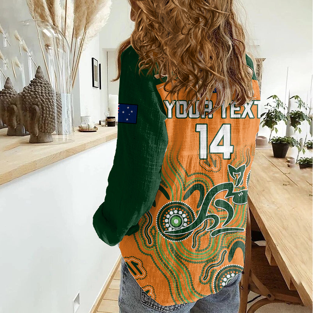 Custom Australia Rugby Women Casual Shirt Wallabies 2023 Indigenous Art - Vibe Hoodie Shop