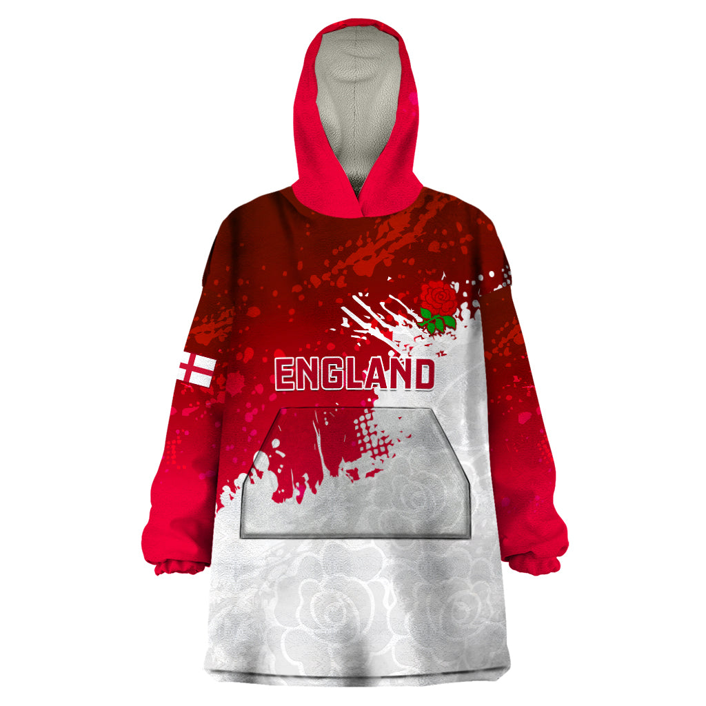 England Rugby Wearable Blanket Hoodie 2023 Go Champions World Cup Red Rose - Vibe Hoodie Shop