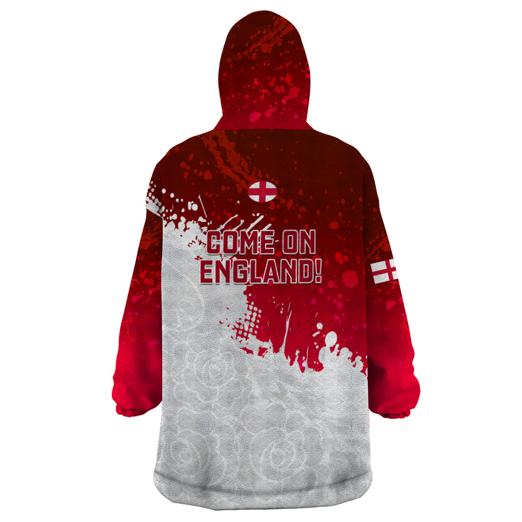 England Rugby Wearable Blanket Hoodie 2023 Go Champions World Cup Red Rose - Vibe Hoodie Shop