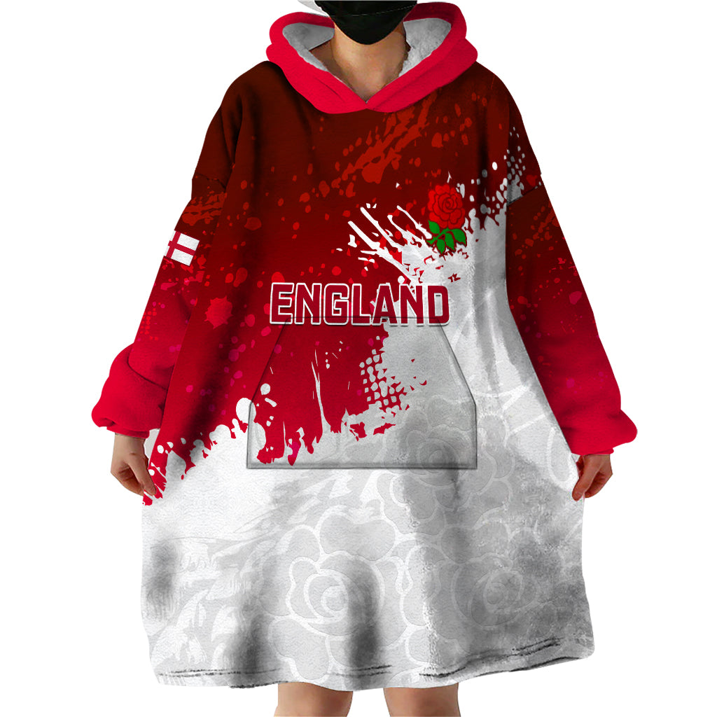 England Rugby Wearable Blanket Hoodie 2023 Go Champions World Cup Red Rose - Vibe Hoodie Shop