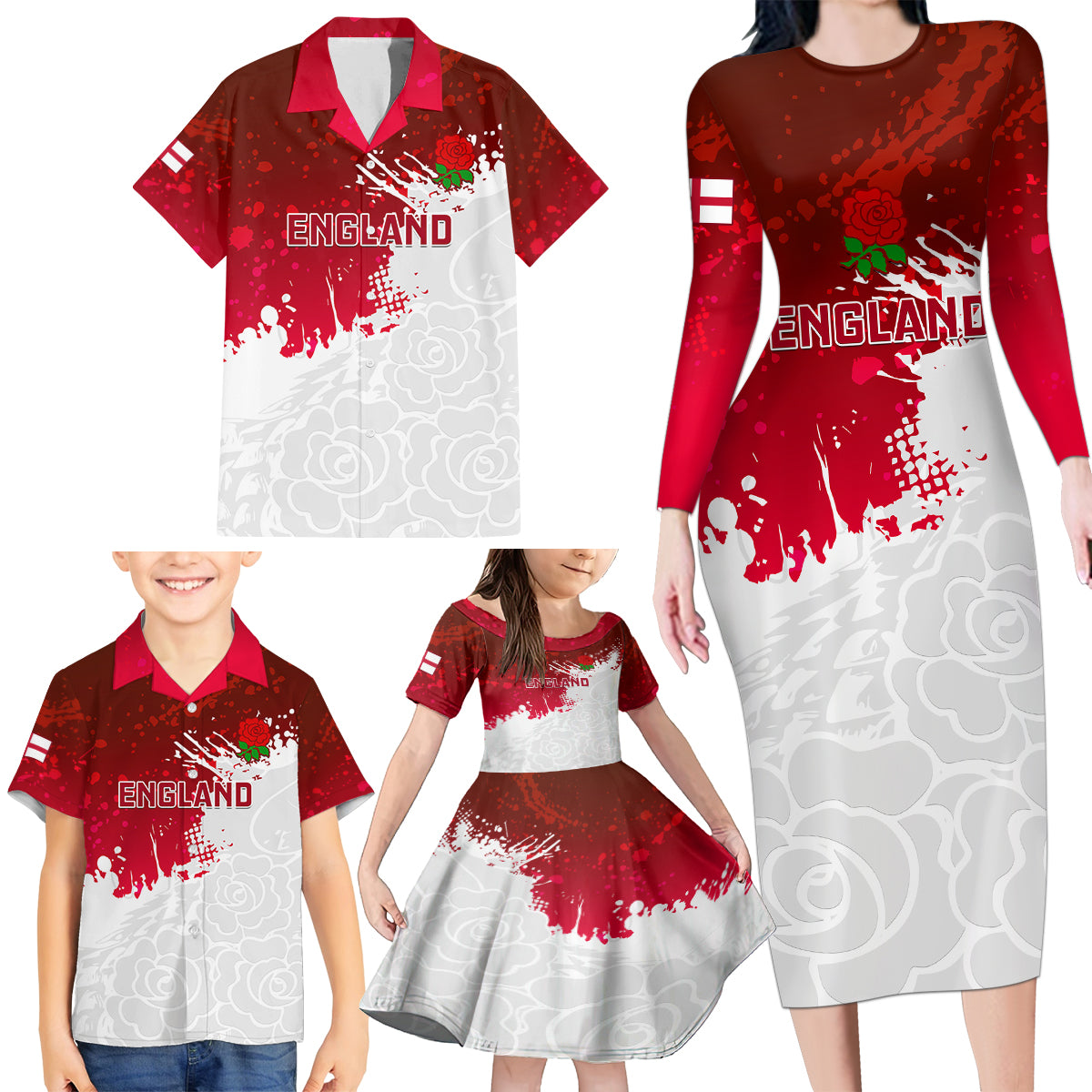 custom-england-rugby-family-matching-long-sleeve-bodycon-dress-and-hawaiian-shirt-2023-go-champions-world-cup-red-rose