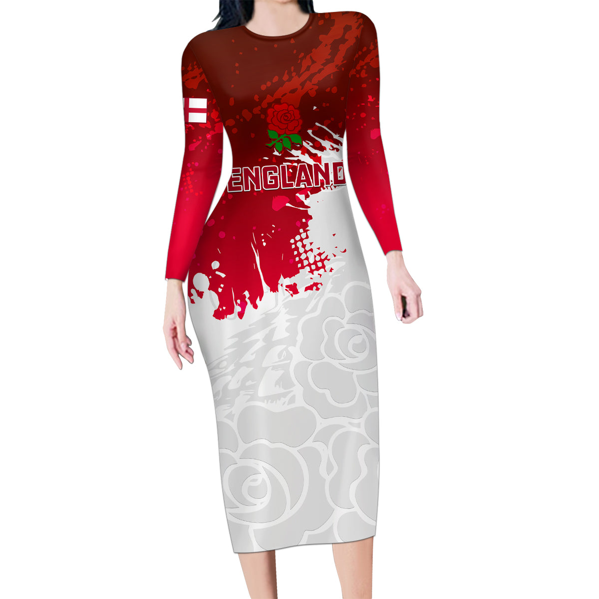 custom-england-rugby-family-matching-long-sleeve-bodycon-dress-and-hawaiian-shirt-2023-go-champions-world-cup-red-rose