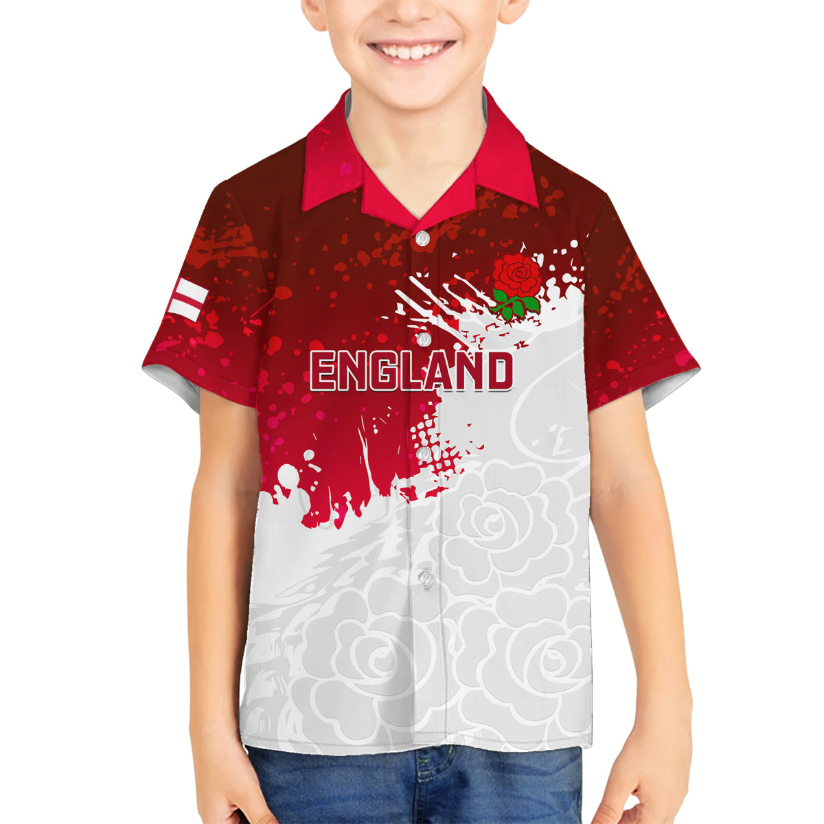 custom-england-rugby-family-matching-off-shoulder-short-dress-and-hawaiian-shirt-2023-go-champions-world-cup-red-rose