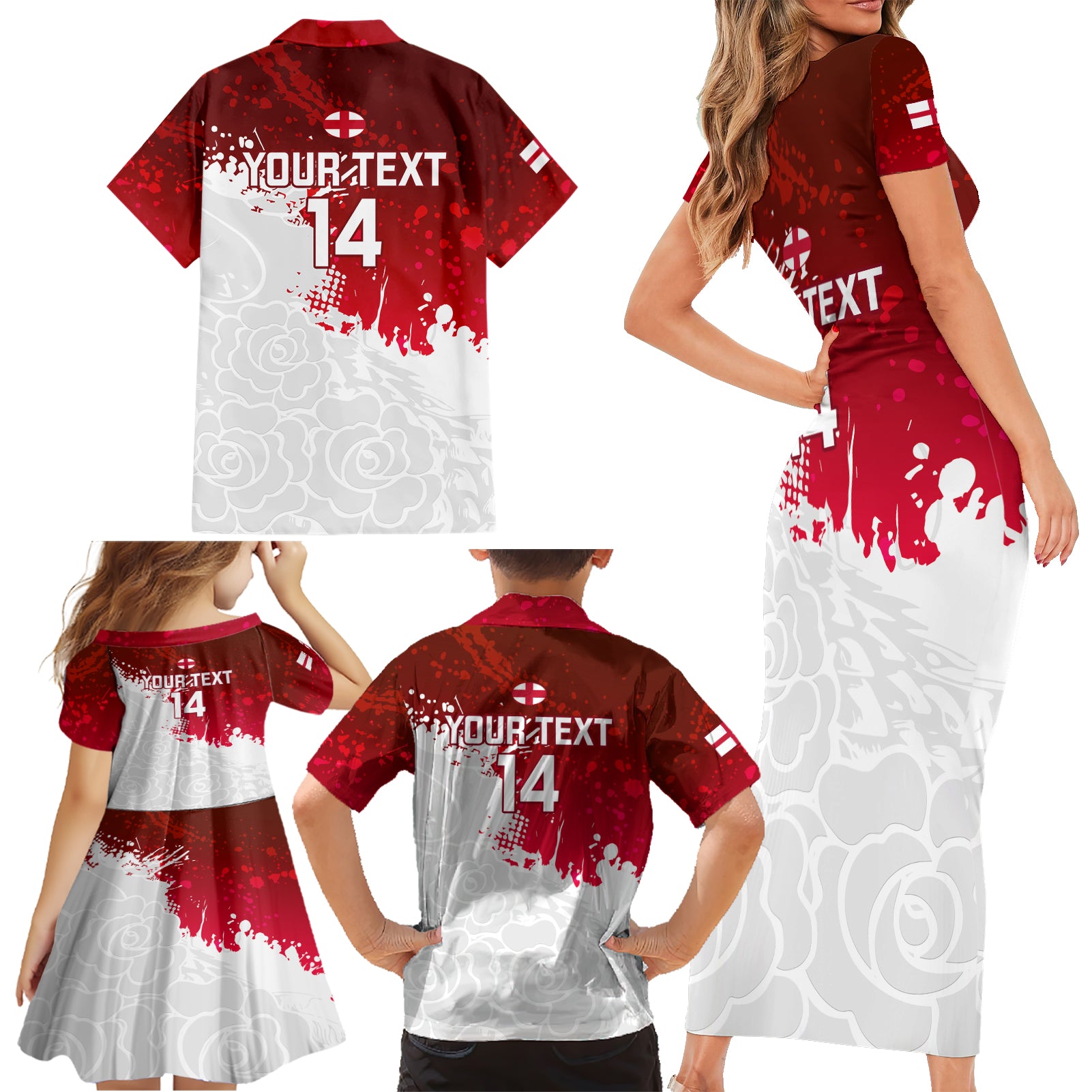 custom-england-rugby-family-matching-short-sleeve-bodycon-dress-and-hawaiian-shirt-2023-go-champions-world-cup-red-rose