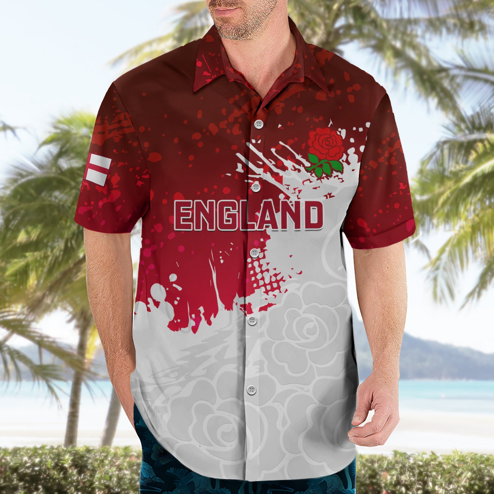Custom England Rugby Hawaiian Shirt 2023 Go Champions World Cup Red Rose - Vibe Hoodie Shop
