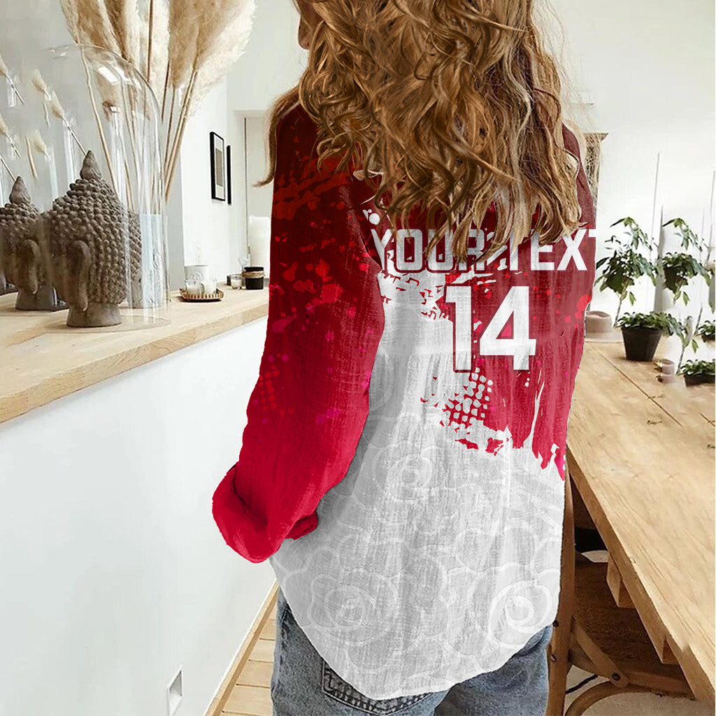 Custom England Rugby Women Casual Shirt 2023 Go Champions World Cup Red Rose - Vibe Hoodie Shop