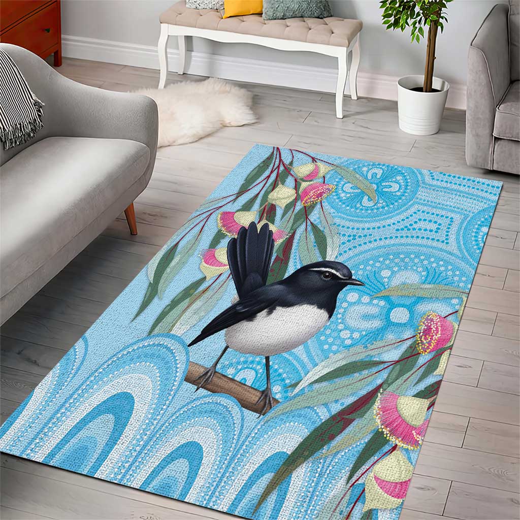 Willie wagtail Australia Area Rug Eucalyptus Blossoms Aboriginal Art - Vibe Hoodie