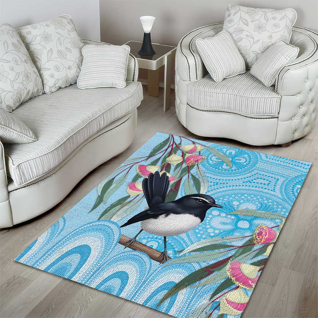 Willie wagtail Australia Area Rug Eucalyptus Blossoms Aboriginal Art - Vibe Hoodie