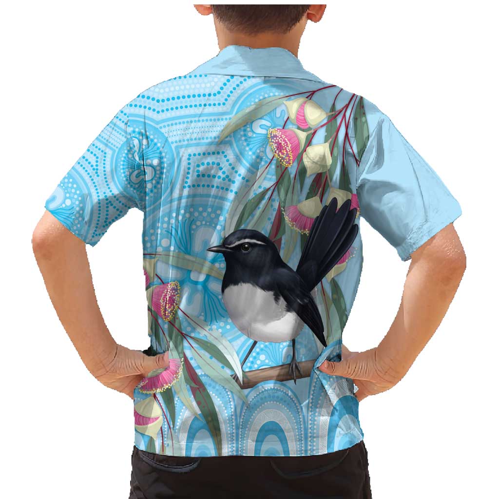 Willie wagtail Australia Family Matching Mermaid Dress and Hawaiian Shirt Eucalyptus Blossoms Aboriginal Art - Vibe Hoodie