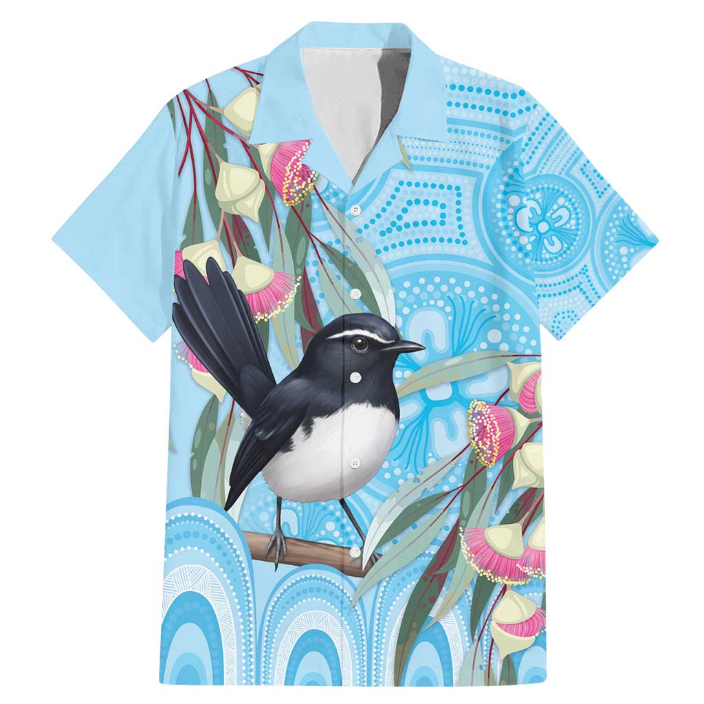 Willie wagtail Australia Family Matching Mermaid Dress and Hawaiian Shirt Eucalyptus Blossoms Aboriginal Art - Vibe Hoodie