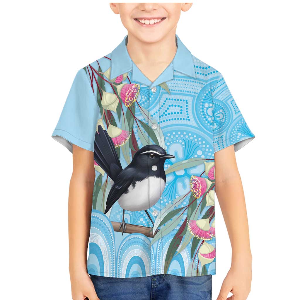 Willie wagtail Australia Family Matching Mermaid Dress and Hawaiian Shirt Eucalyptus Blossoms Aboriginal Art - Vibe Hoodie