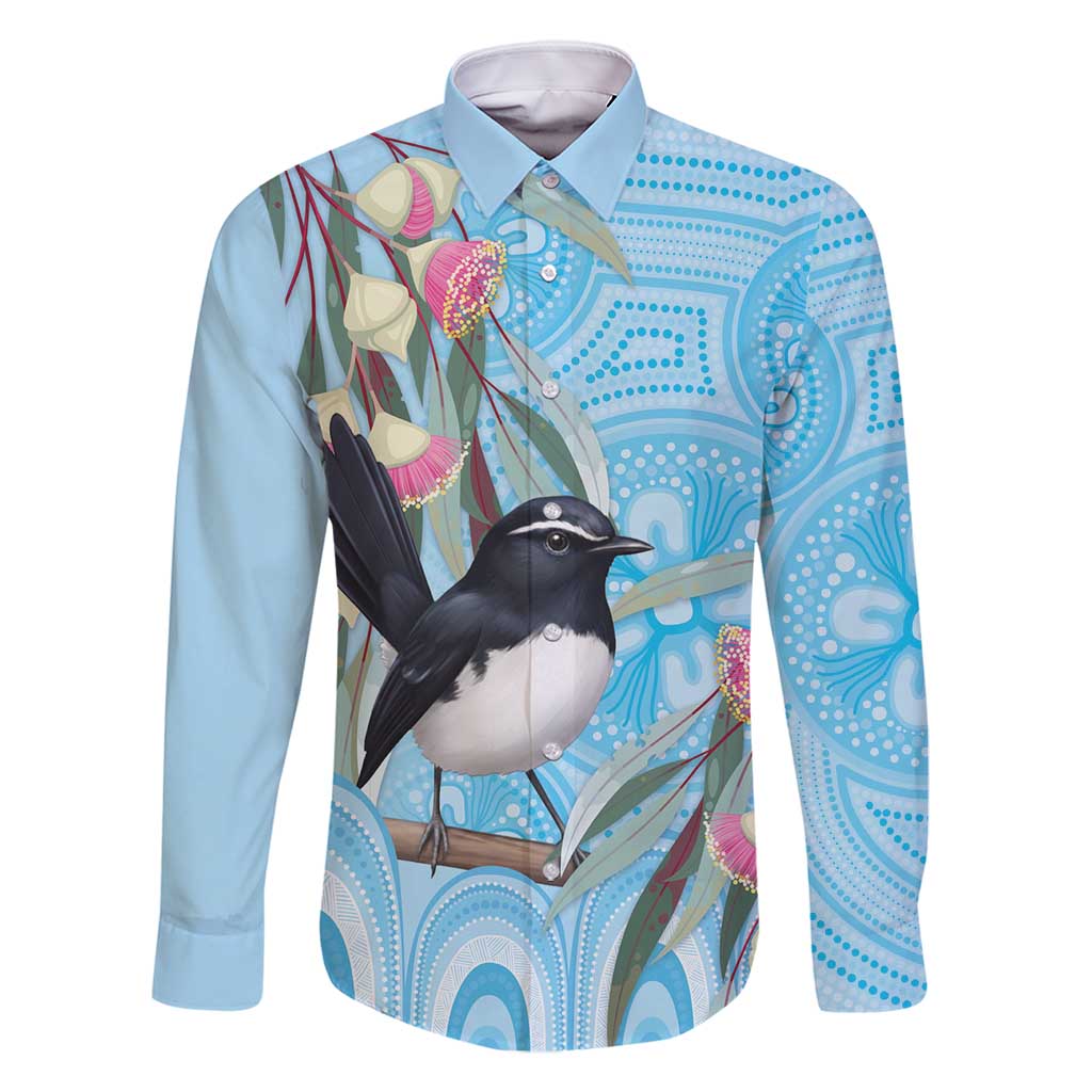 Willie wagtail Australia Family Matching Off Shoulder Maxi Dress and Hawaiian Shirt Eucalyptus Blossoms Aboriginal Art - Vibe Hoodie