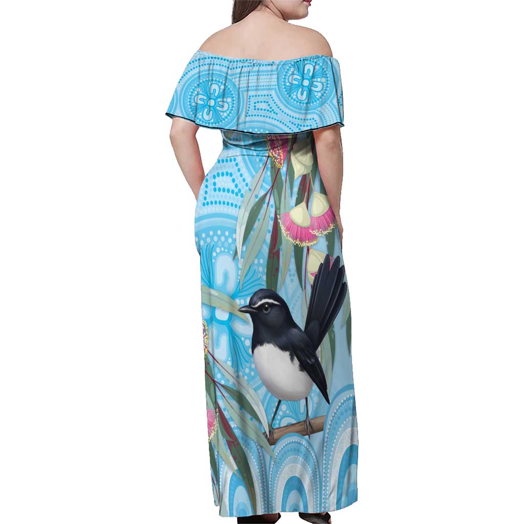 Willie wagtail Australia Family Matching Off Shoulder Maxi Dress and Hawaiian Shirt Eucalyptus Blossoms Aboriginal Art - Vibe Hoodie