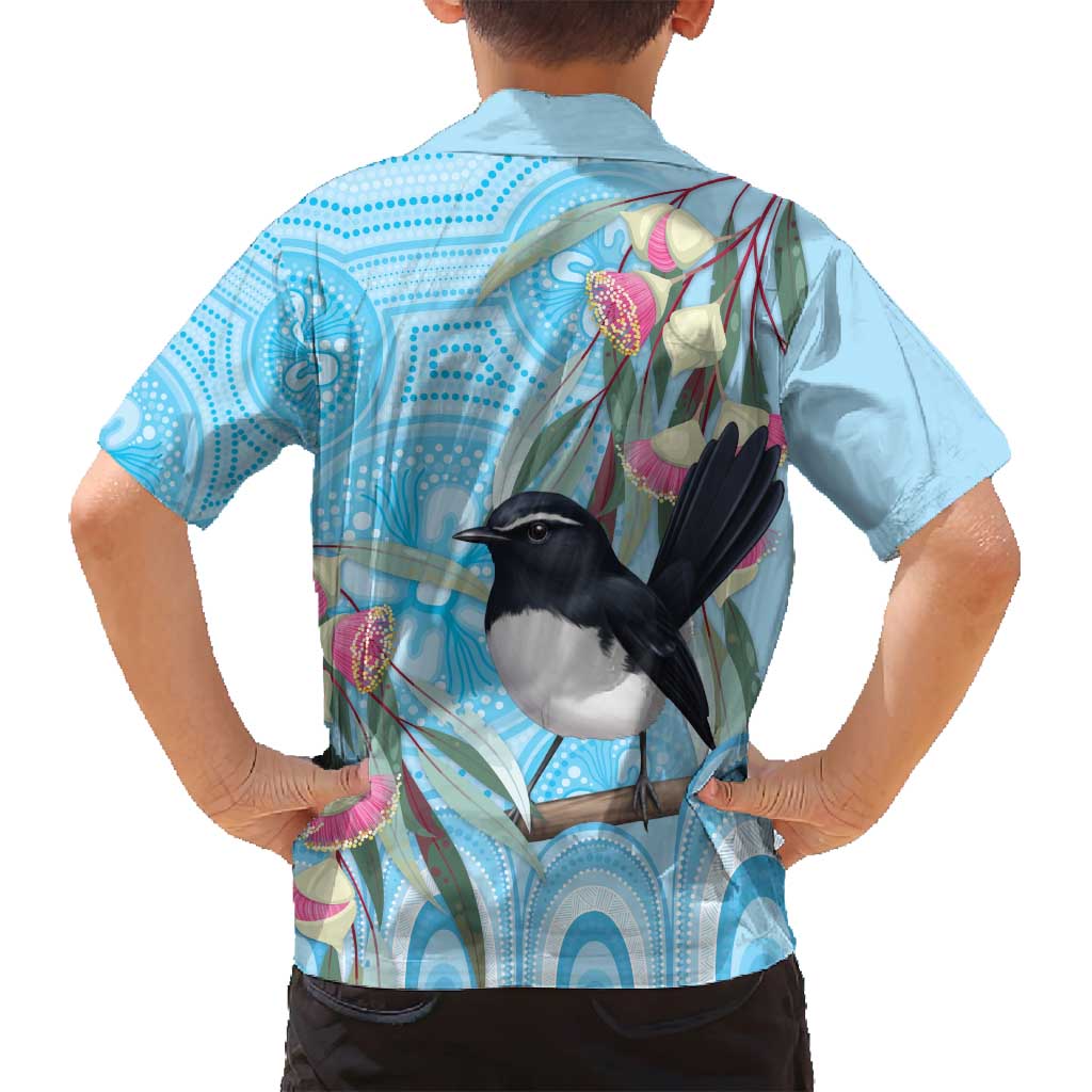 Willie wagtail Australia Family Matching Off Shoulder Short Dress and Hawaiian Shirt Eucalyptus Blossoms Aboriginal Art - Vibe Hoodie