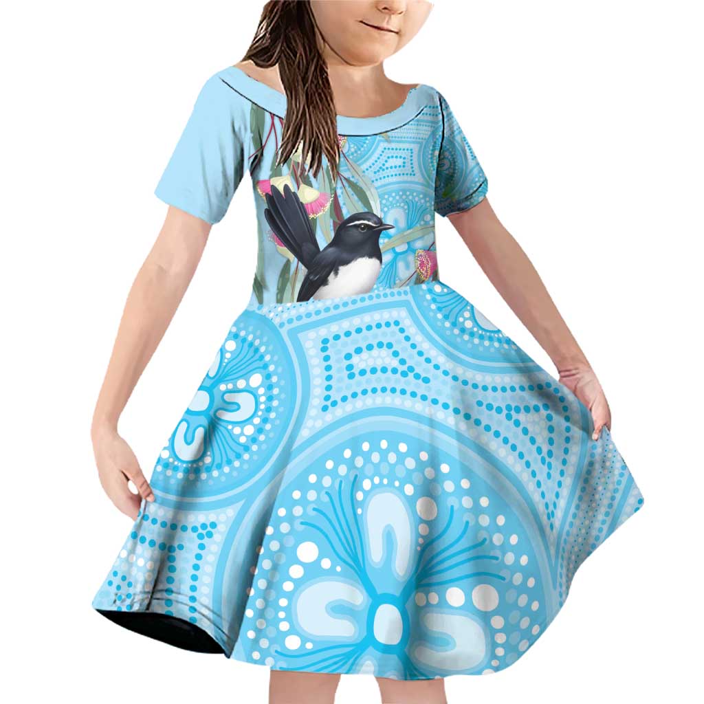 Willie wagtail Australia Family Matching Off Shoulder Short Dress and Hawaiian Shirt Eucalyptus Blossoms Aboriginal Art - Vibe Hoodie